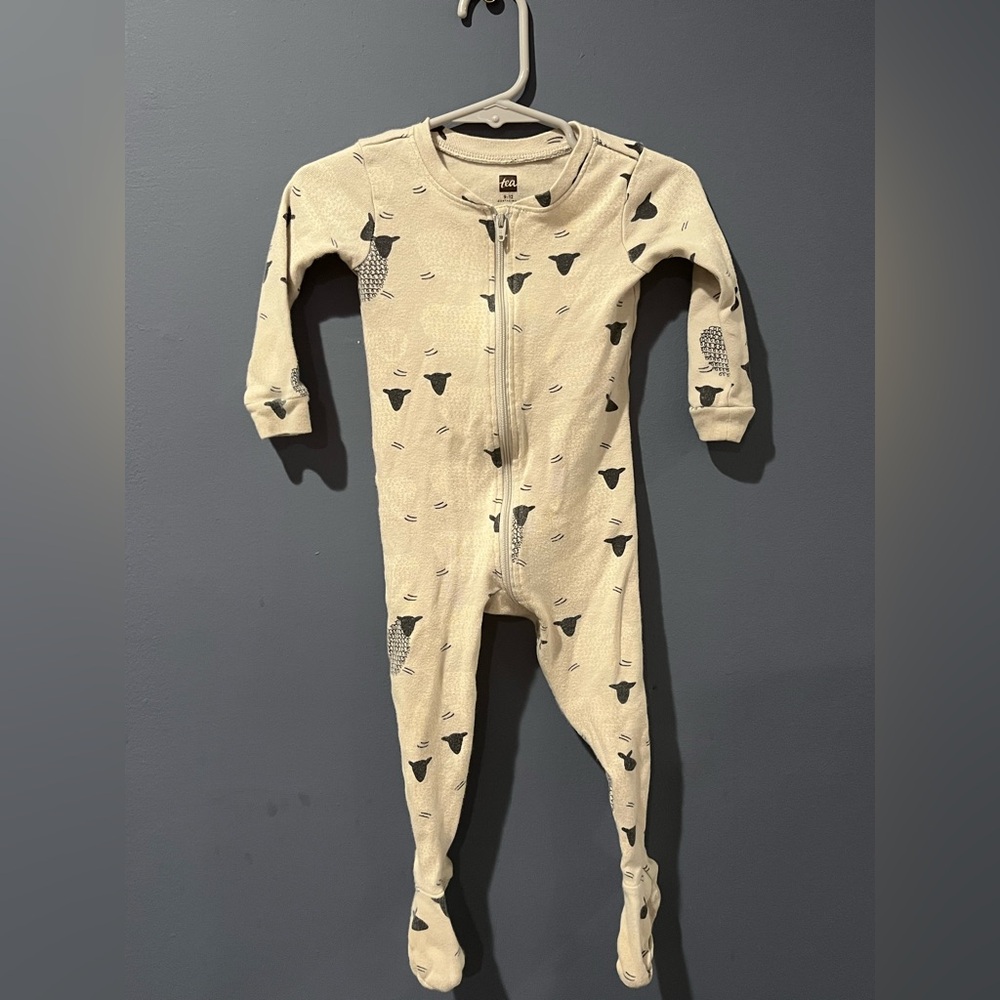 Tea collection sheep pajamas one piece gray 9-12 months cotton
